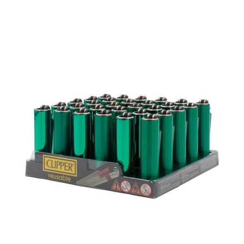 CLIPPER LIGHTERS METALLIC GREEN DEVIL BOX/30
