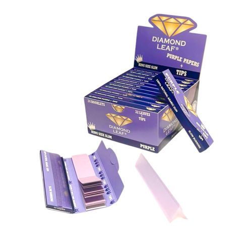DIAMOND LEAF PURPLE SLIM + TIPS BOX/24