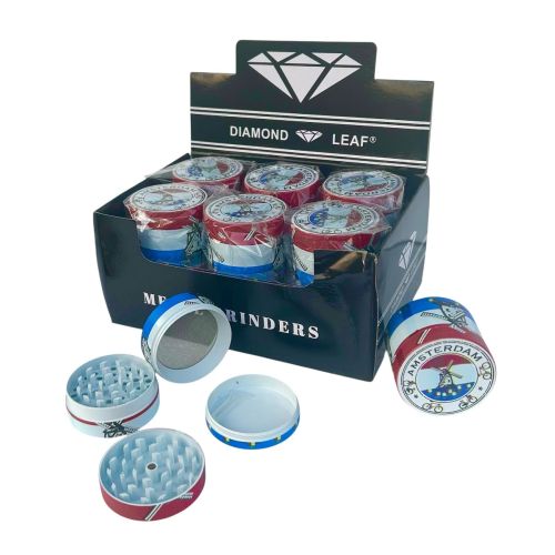 DIAMOND LEAF AMSTERDAM DESIGN METAL GRINDERS BOX/12
