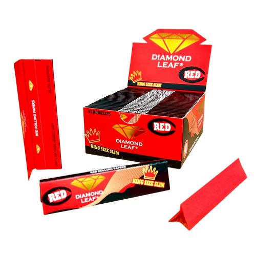 DIAMOND LEAF RED COLOURED KING SIZE SLIM PAPERS BOX/50