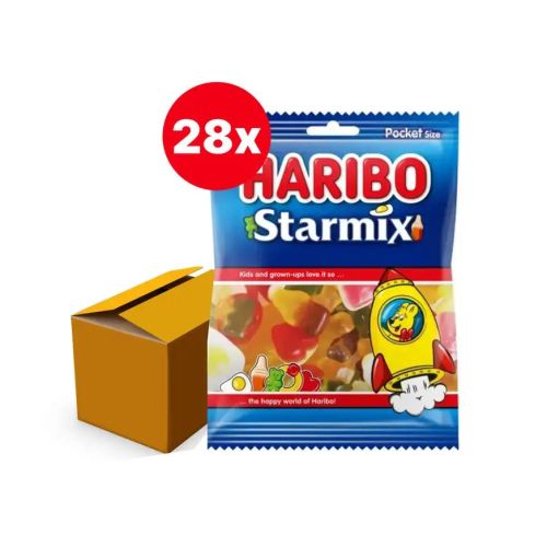 HARIBO STARMIX SNOEP POCKET SIZE 28 ZAKJES X 75 GR BOX/28