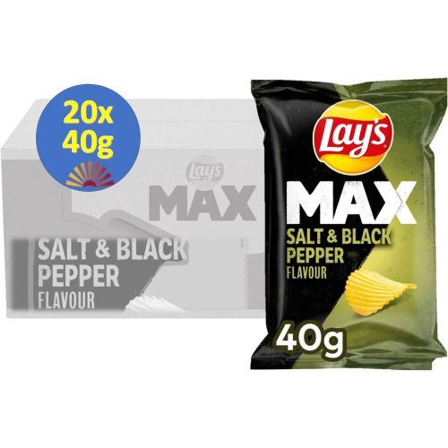 LAY’S MAX SALT & BLACK PEPPER FLAVOUR 20 x 40GR ZAKJES BOX/20