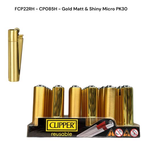 CLIPPER GOLD MATT & SHINY COVER LIGHTERS BOX/30