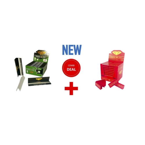 DIAMOND LEAF KING SIZE SLIM + RED COLOURED FILTER TIPS COMBIDEAL