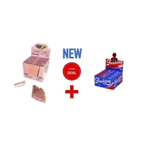 SMOKING BLUE + DIAMOND LEAF PINK FILTER TIPS BOX/100
