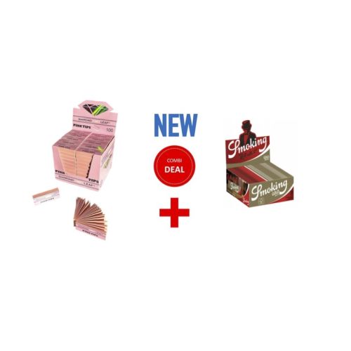 SMOKING GOLD + DIAMOND LEAF PINK FILTER TIPS COMBIDEAL BOX/100