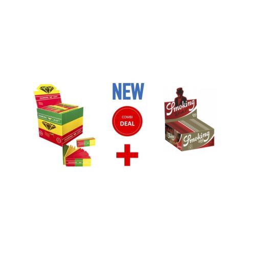 SMOKING BROWN + DIAMOND LEAF RASTA FILTER TIPS COMBIDEAL BOX/100