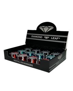 DIAMOND LEAF METAL POKER GRINDERS BOX/12