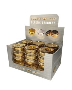 DIAMOND LEAF SHINY GOLDEN PLASTIC GRINDERS BOX/24