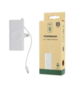 PLUGIT POWERBANK 2 IN 1 IWATCH & PHONE 5K MAH WHITE COLOR