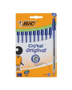 BIC ORIGINAL CRISTAL BALLPOINT PENS - PACK OF 10 - BLUE