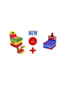 SMOKING BLUE + DIAMOND LEAF RASTA FILTER TIPS COMBIDEAL BOX/100