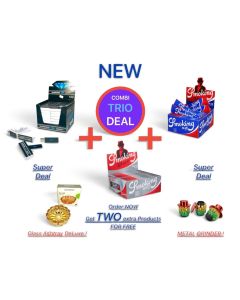 SMOKING BLUE + SMOKING MASTER + DIAMOND LEAF FILTER TIPS + FREE ASHTRAY + FREE METAL RASTA GRINDER