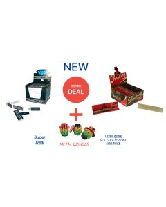 SMOKING BROWN + DIAMOND LEAF FILTER TIPS COMBIDEAL + FREE METAL RASTA GRINDER