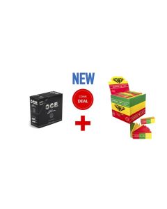 OCB PREMIUM SLIM + DIAMOND LEAF FILTER TIPS RASTA COMBIDEAL BOX/100