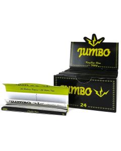 Jumbo Black Kingsize Slim rolling papers + Filter Tips | 24 Packs