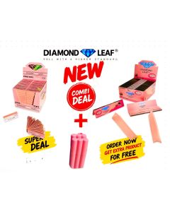 DIAMOND LEAF PINK SLIM + DIAMOND LEAF FILTER TIPS + COMBIDEAL + FREE 3WAY JOINT HOLDER