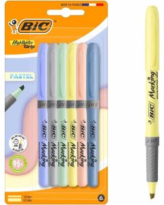 Markeerstift Bic Grip Pastel Assorti Blister À 4 Stuks PACK/4