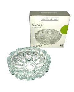 DIAMOND LEAF ROUND ASHTRAY GLASS